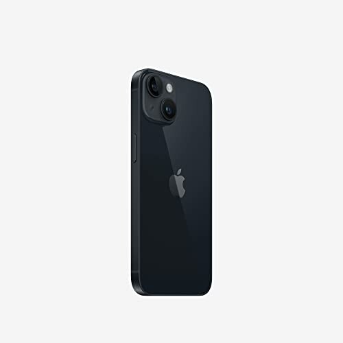 Back view of a black iPhone with Apple logo.