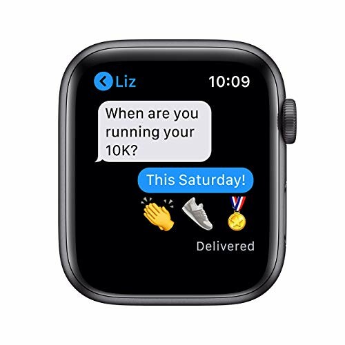 Apple Watch Series 6 displaying a conversation about running a 10K